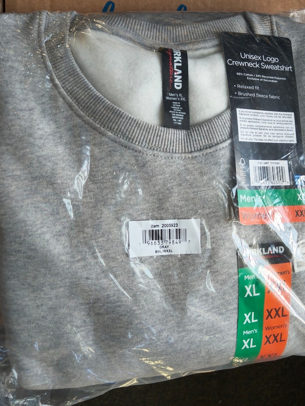 New COSTCO WHOLESALE Unisex Logo Crewneck Men women boys girls Gray Size X-Large